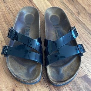 Lightly used pair of Birkenstock sandals “Yao” with patented leather